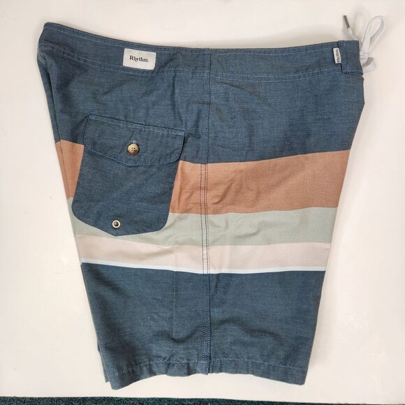 Rhythm Mens Colorblock Back Pocket Board Shorts 34 - Picture 3 of 6
